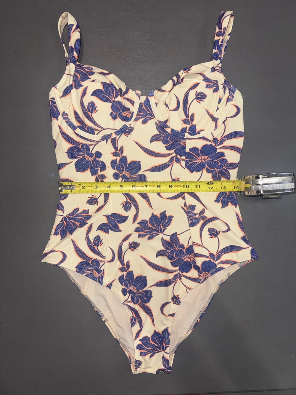 Cupshe Cream With Blue And Pink Floral Force Of Nature Slim And Sculpt One-Piece View 4